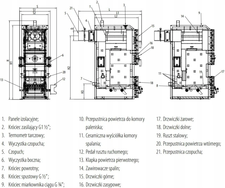 PEREKO RETRO 16/14 kW KOCIOŁ ZGAZOWUJĄCY DREWNO W-K-0073
