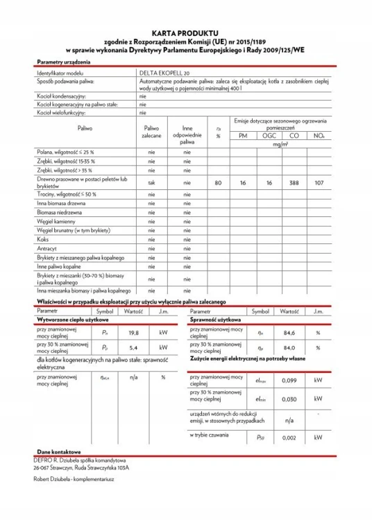 Kocioł na pellet DELTA EKOPELL 20 kW - wersja lewa Defro KCO-D-20-EP-L