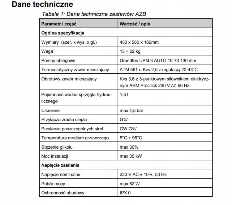 Zestaw mieszający PrimoBox AZB 355, szafka, 2 zawory z siłownikiem ARM 141