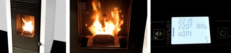 Piec piecyk kominek na pelet Marisa 9kW DGP czarny biały bordowy pilot