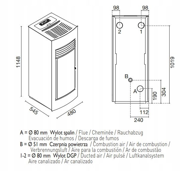 PIEC NA PELLET Eva Calor Letizia 15 kW z DGP