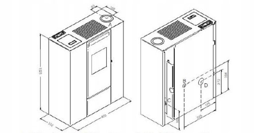 Piec, piecyk na pellet Eva Calor PIA 11 kW z DGP | SLIM czarny