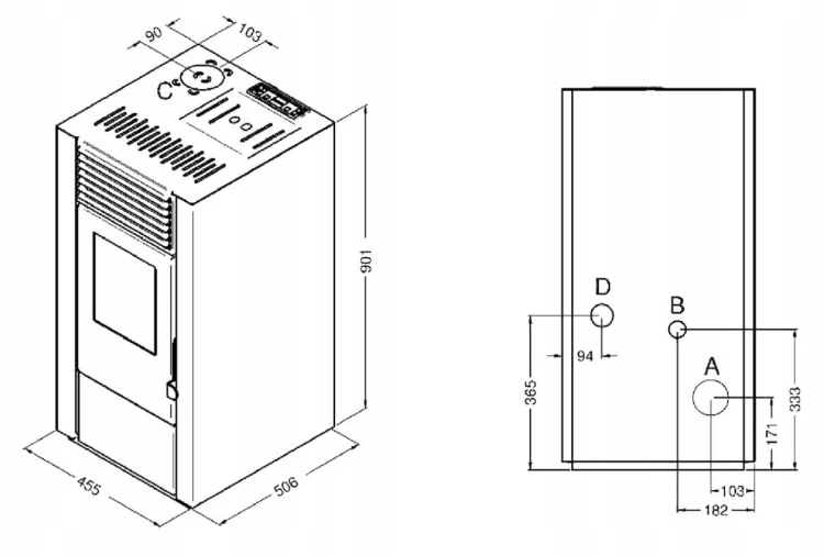 Piec piecyk kominek na pelet pellet Marisa 9kW+DGP z pilotem