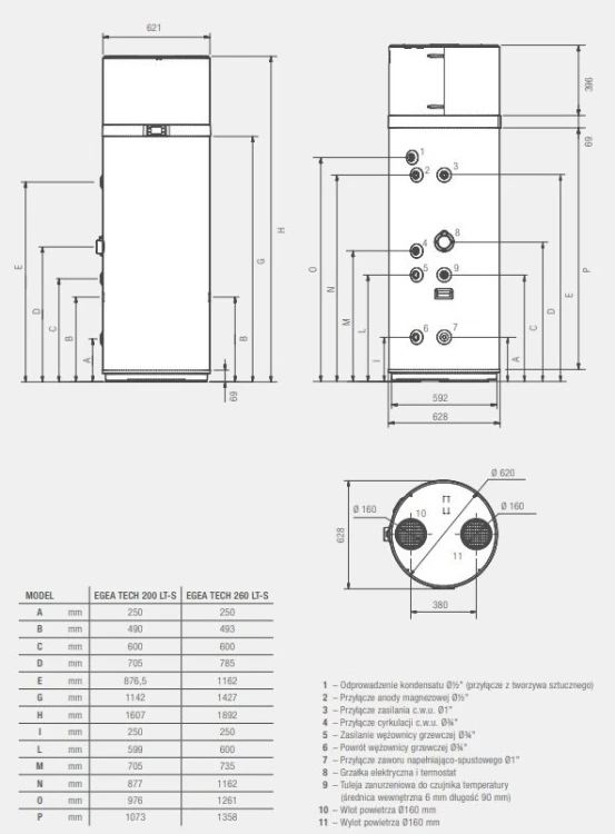 Pompa ciepła Ferroli EGEA TECH 260 LT-S c.w.u. z zasobnikem 247 l, 2CP0027F