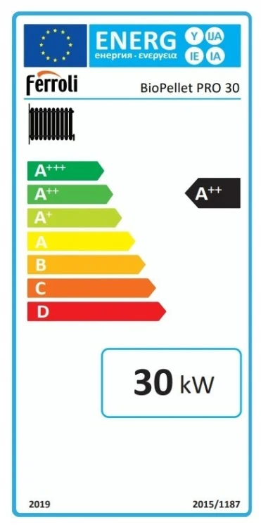 Piec, Kocioł ferroli na pellet Biopellet Pro 30 kW z płaszczem wodnym ZUM