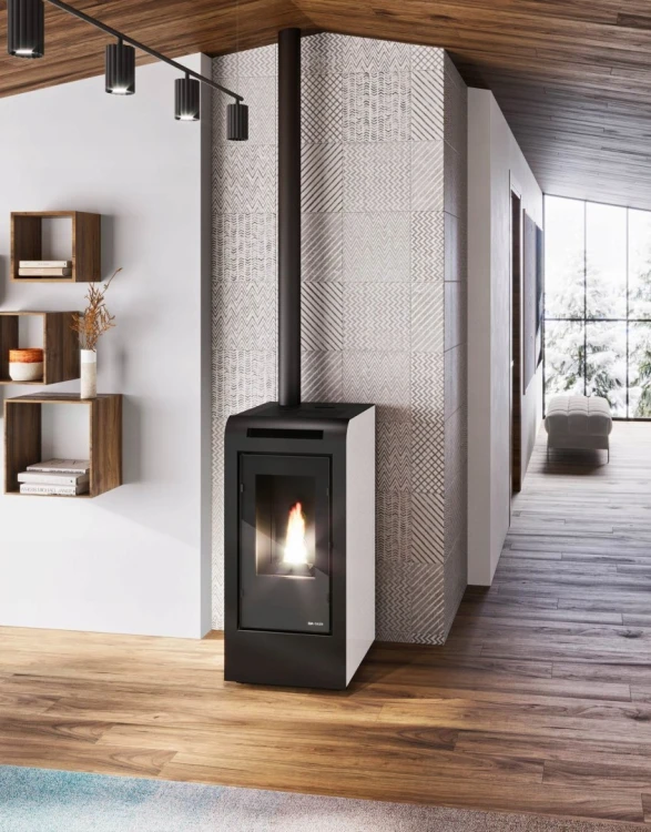 PIEC PIECYK KOMINEK NA PELLET Eva Calor Rosa 11 kW biały